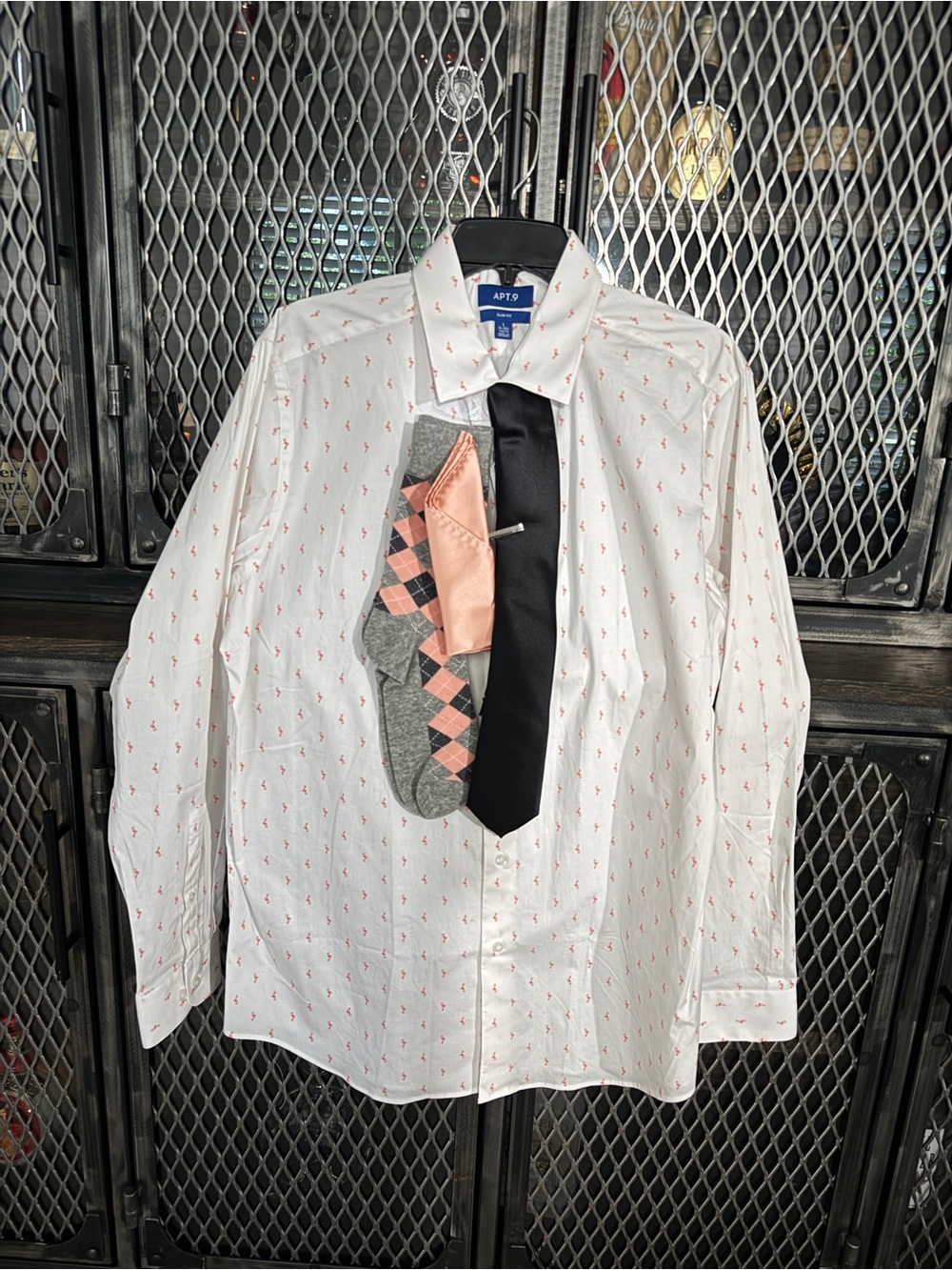Apt. 9 White Dress Shirt with Pink Microprint